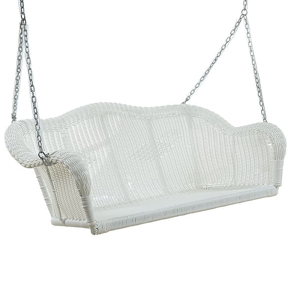 Shop Black Friday Deals On International Caravan Resin Wicker Hanging Loveseat Swing Overstock 5093606