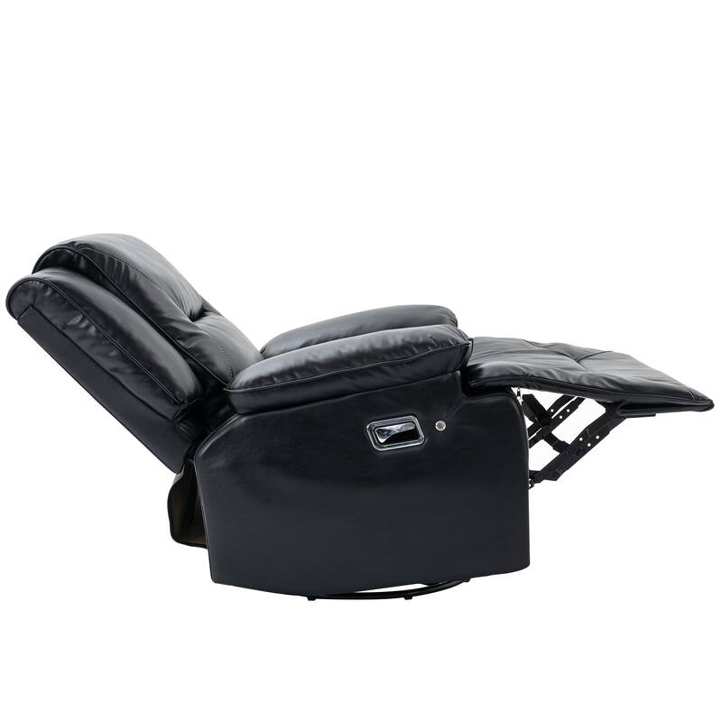 360° Swivel and Rocking Home Theater Recliner Manual Recliner Chair with a LED Light Strip for Living Room,Bedroom, Black