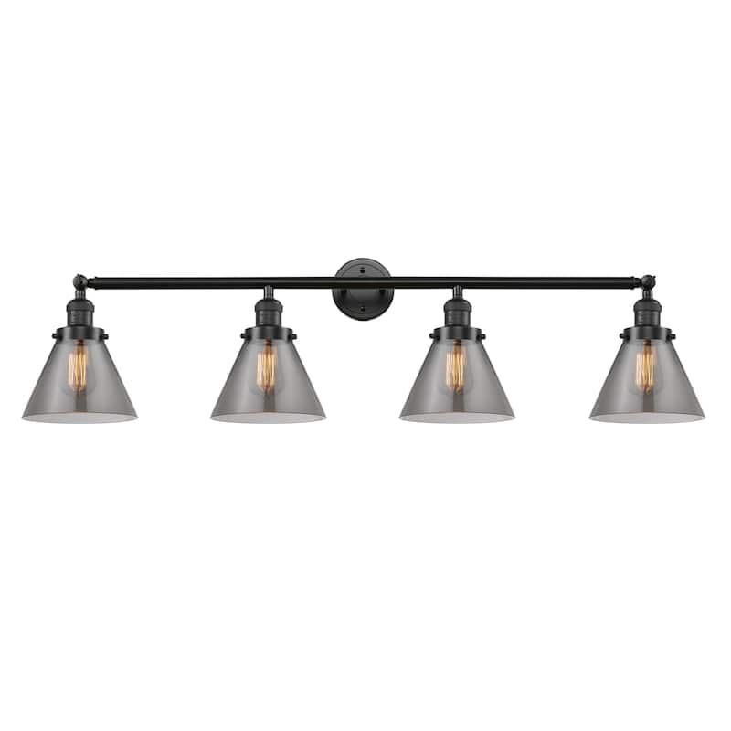 Innovations Lighting Large Cone 4 Light 44" Wide Bathroom Vanity Light - Oil Rubbed Bronze / Smoked