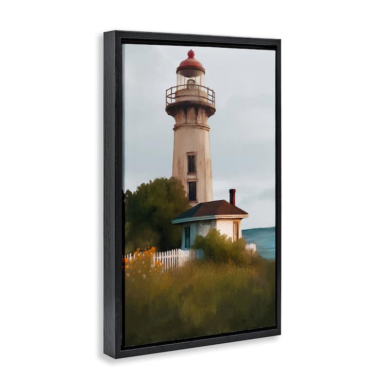 Stupell Scenic Summer Lighthouse View Framed Floater Canvas Wall Art Design By Elizabeth Medley