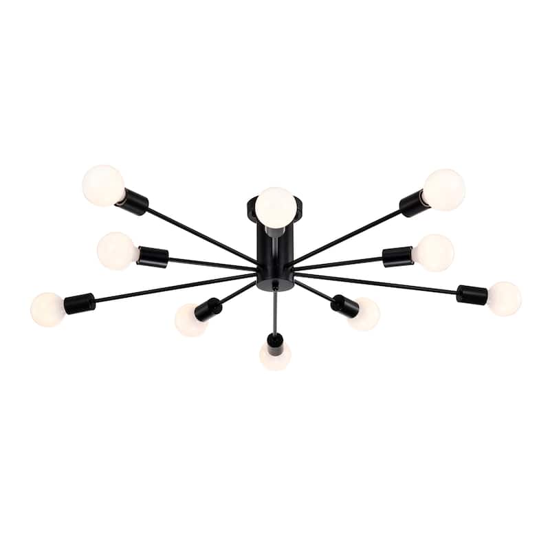 Pimlin 10-Light Baton Style Semi-Flush Mount Ceiling Lamp - MatteBlack