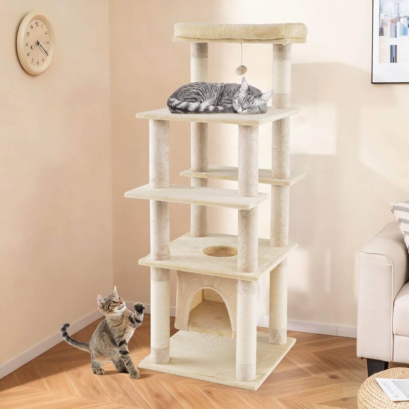Costway Large Multi-level Cat Tree 58" Tall Cat Tower with Swaying - See Details