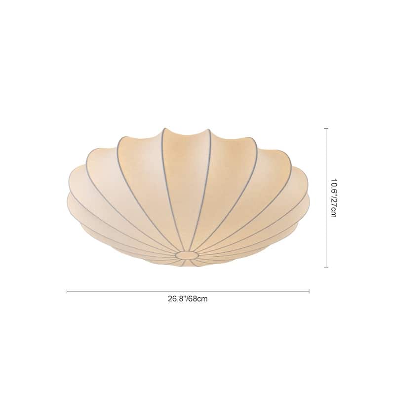 Modern Mid-century White Silk Shade Semi Flush Ceiling Light