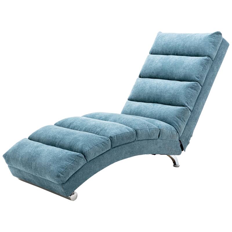 Blue Modern 21.65" High Back Upholstered Chaise Lounge Chair with Remote Control and Ergonomic Electric Massage