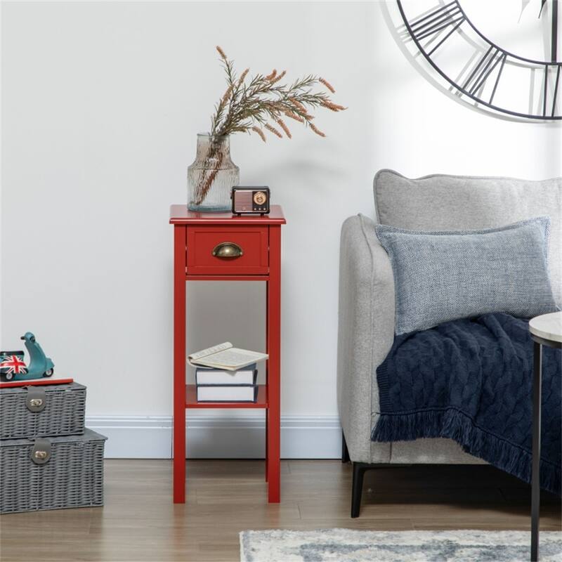Lightweight and Stylish Bedroom Side Table with Storage Drawer and Bottom Shelf Ideal for Small Spaces