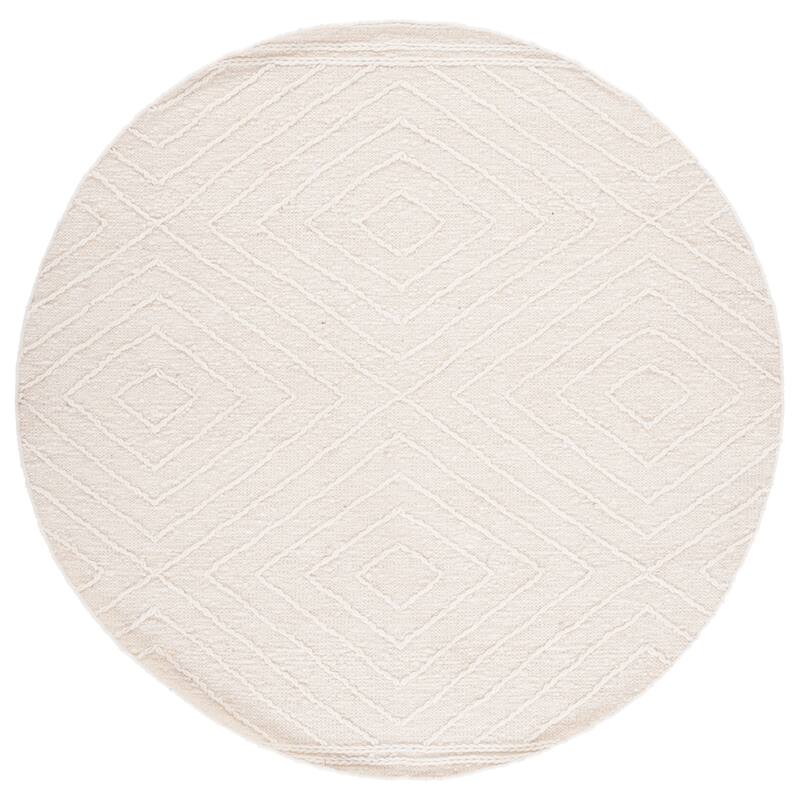 SAFAVIEH Handmade Natura Silena Wool Rug - 6' Round - Ivory/Black