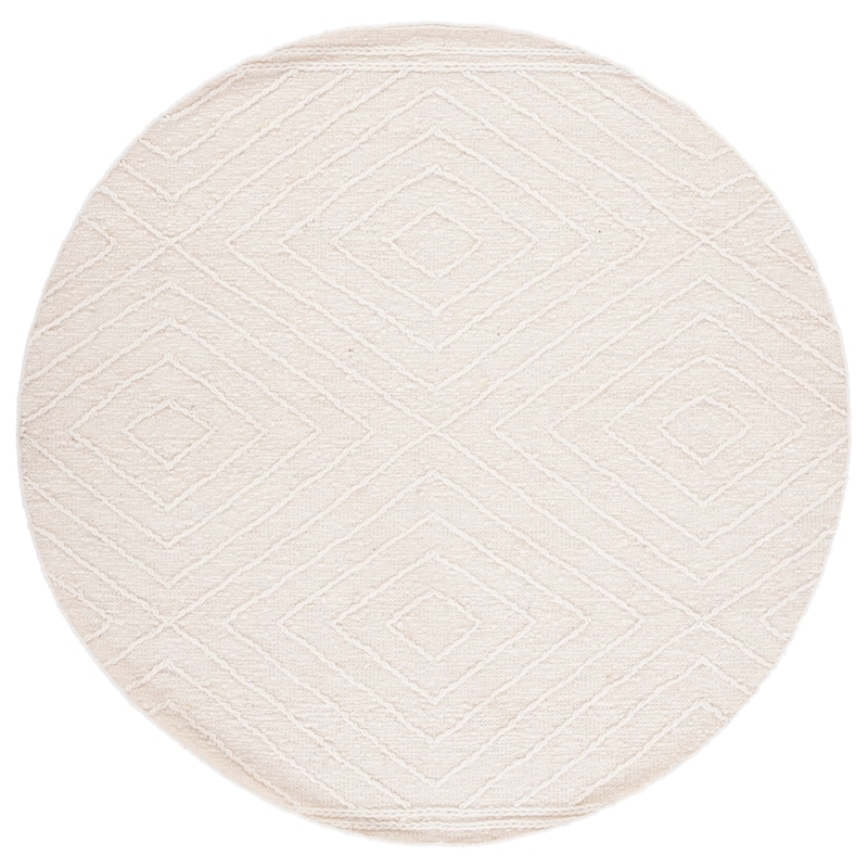 SAFAVIEH Handmade Natura Zekie Stripe Wool Rug - 6' Round - Ivory