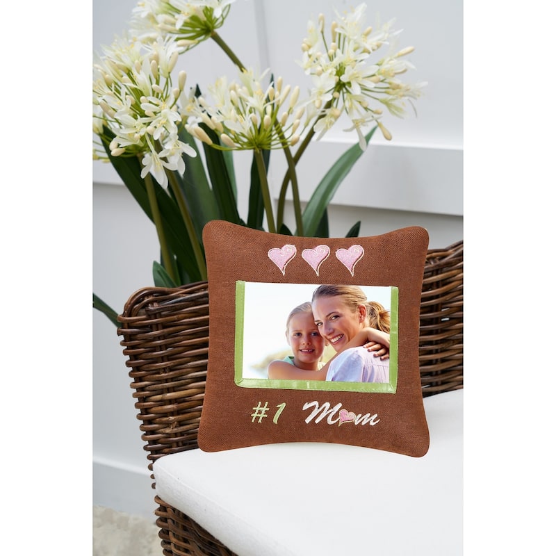 10" x 10" #1 Mom Embroidered Picture Throw Pillow