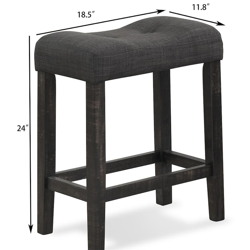 Sora Button Tufted Counter Height Saddle Stool,Set of 2