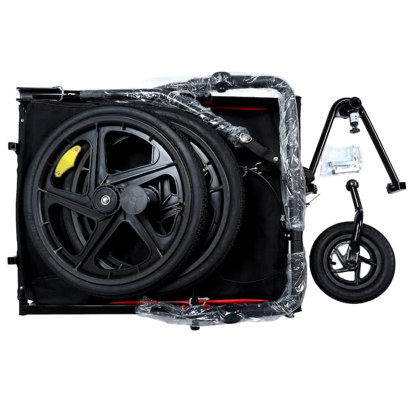 2-In-1 Double 2 Seat With Bike Trailer Jogger Stroller Foldable Collapsible W/Pivot Front Wheel, Storage Bag