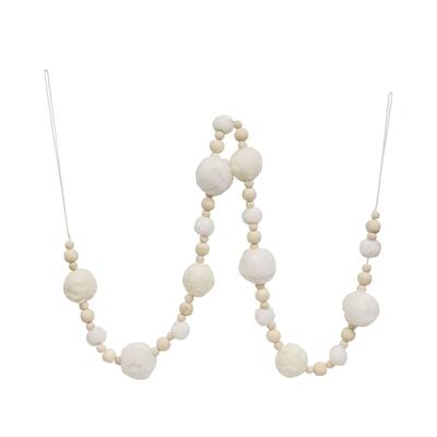 Snowball & Natural Bead Garland - White