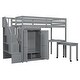 preview thumbnail 27 of 55, Twin Size Loft Bed with Stairs, Bookshelf, Drawers,Desk & Wardrobe