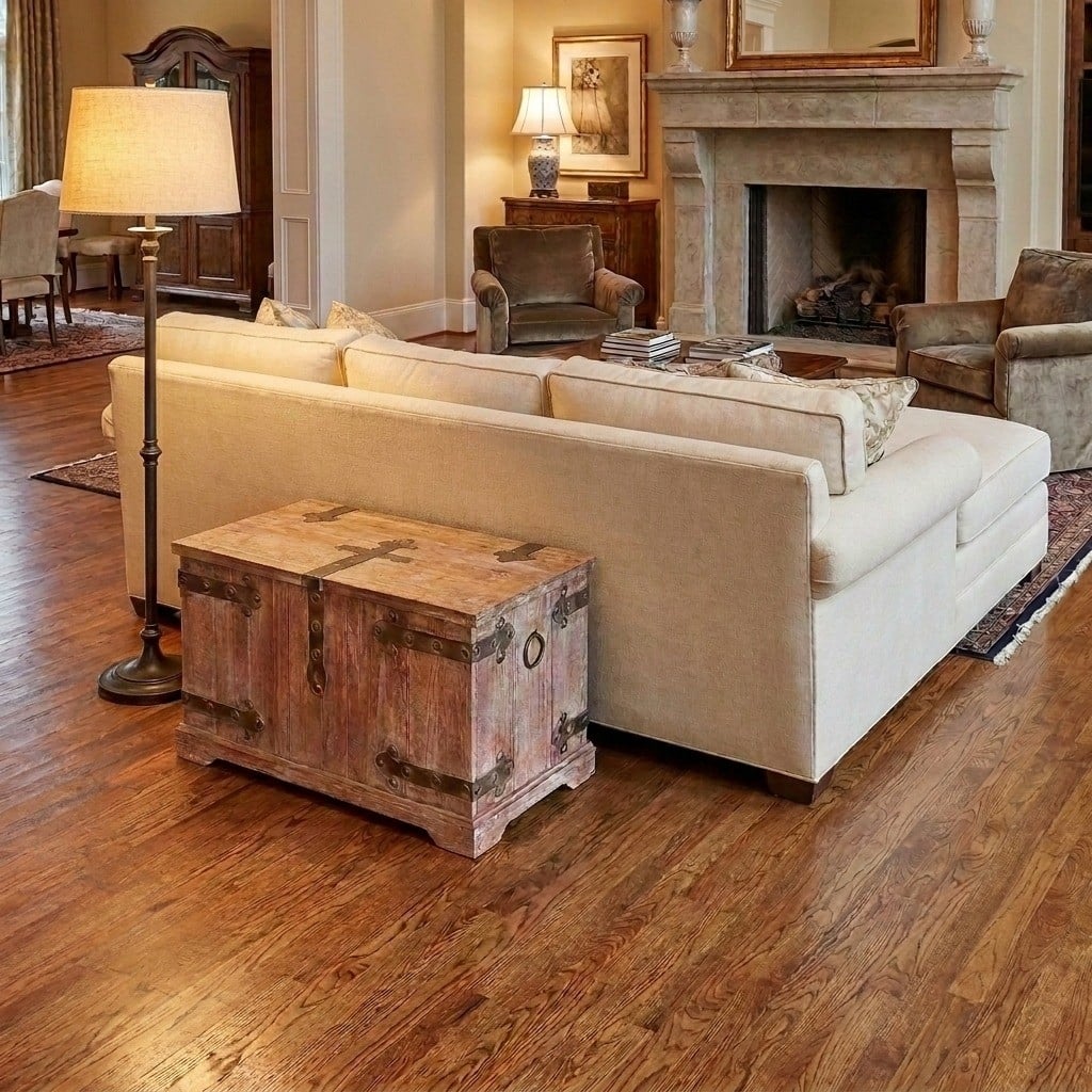 Decorative Chinese Fir Wood Trunk with Metal Accents
