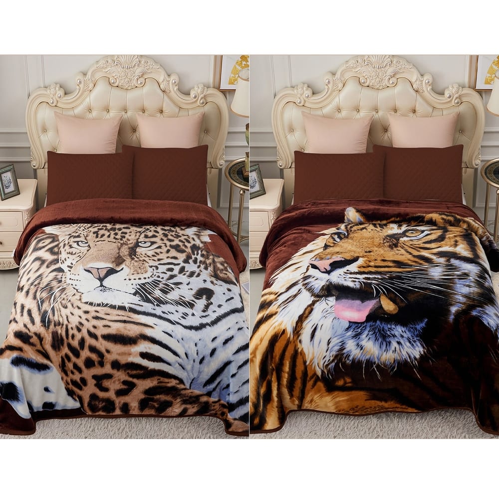 Reversible Mink Fleece Blanket Different Pattern in Each Side