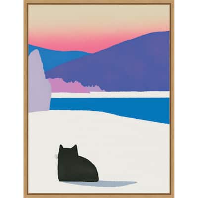 Black Cat Fur in White Snow by Little Dean Framed Canvas Wall Art
