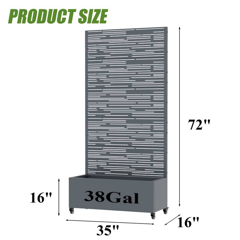 Raised Garden Bed Planter with Trellis Movable Planter Box with Lockable Wheels