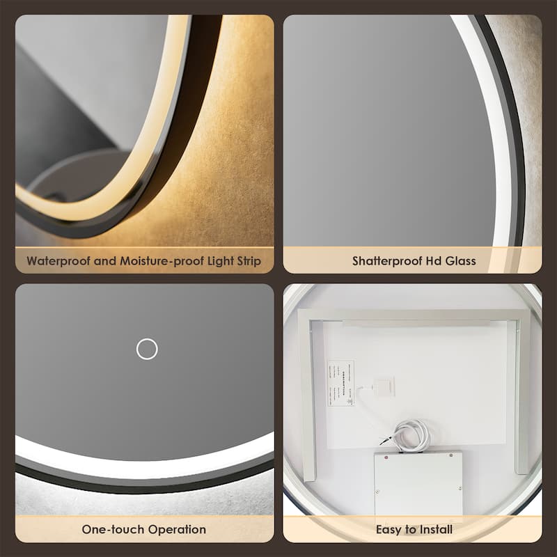 Altair Palme Round Framed Bathroom LED Lighted Wall Mirror