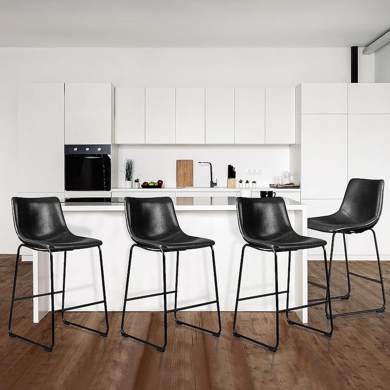 Bossin 18/26/30 inch Bar Stools,Counter Height Bar Stools with Back Modern PU Leather Stools Dining Chair with Footrest