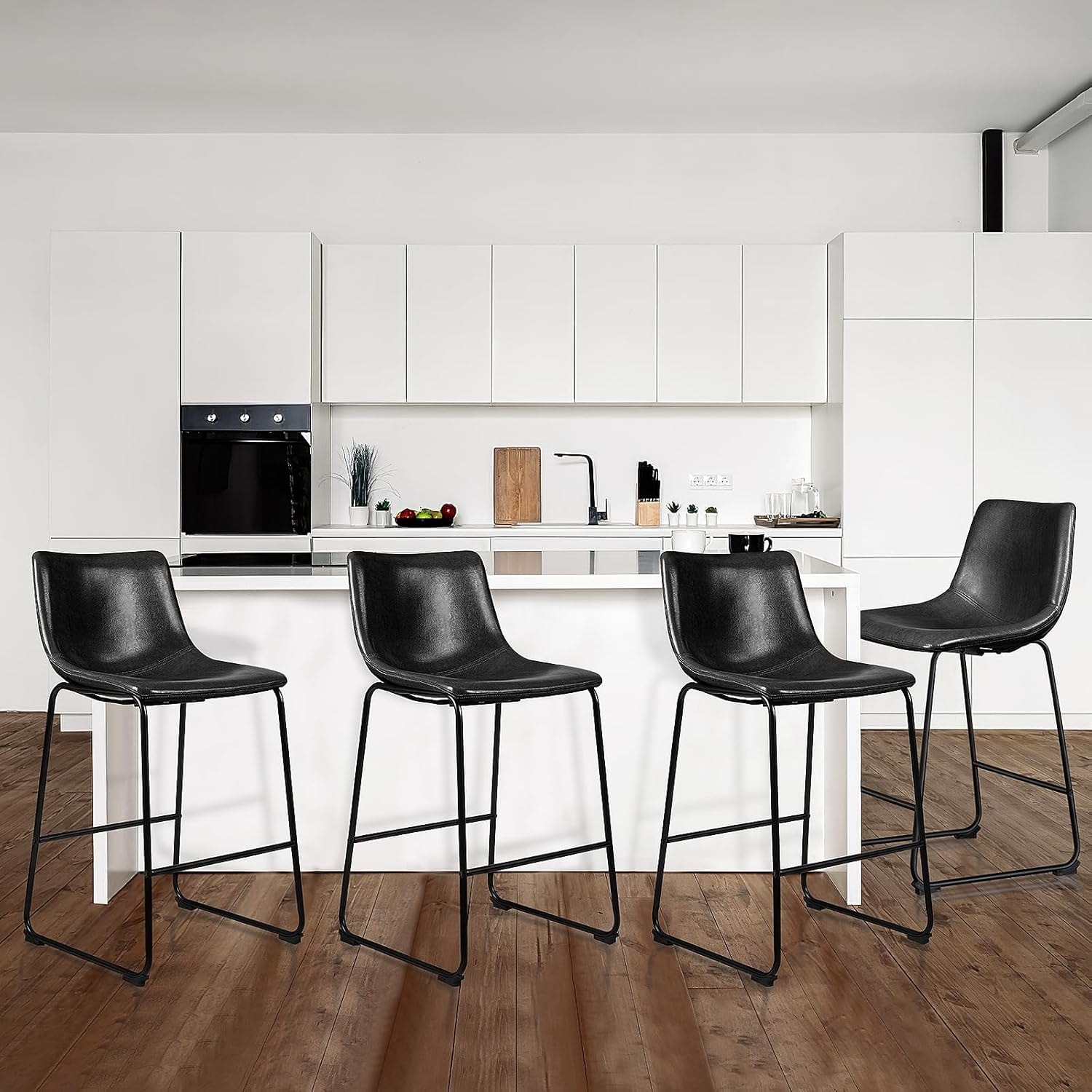 Bossin 18/26/30 inch Bar Stools,Counter Height Bar Stools with Back Modern PU Leather Stools Dining Chair with Footrest