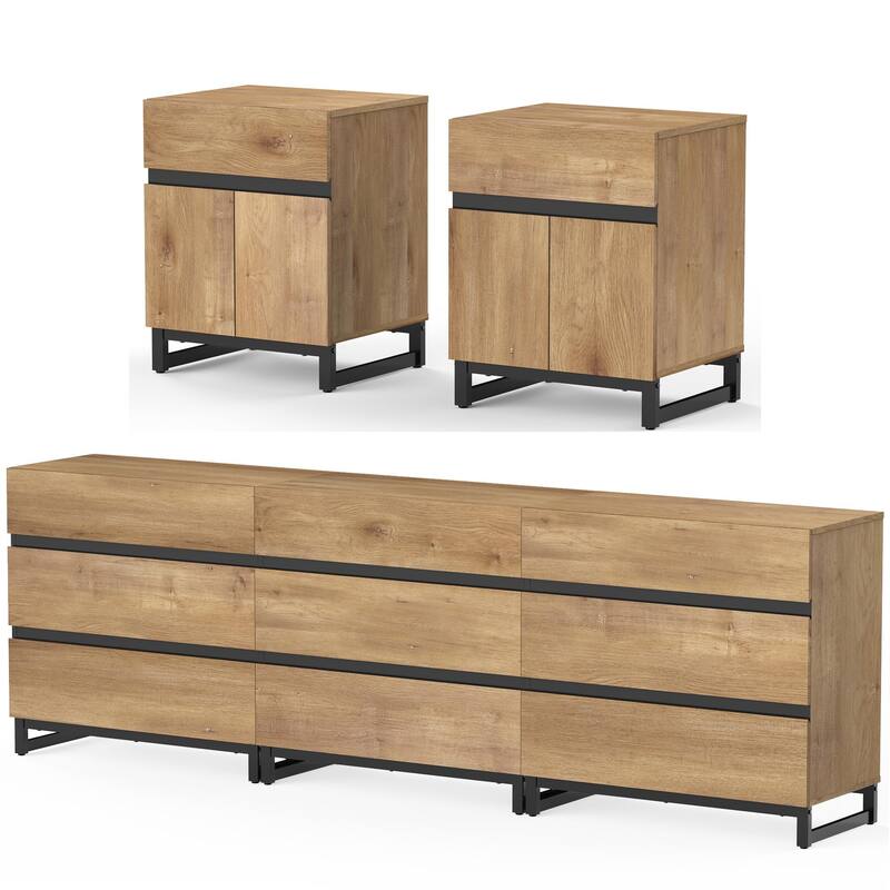 WAMPAT Dresser and Nightstand Set of 3