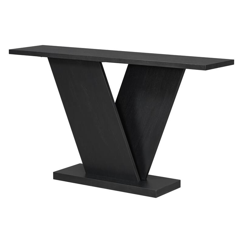 V Base Design Console Table with Natural Wood Veneer