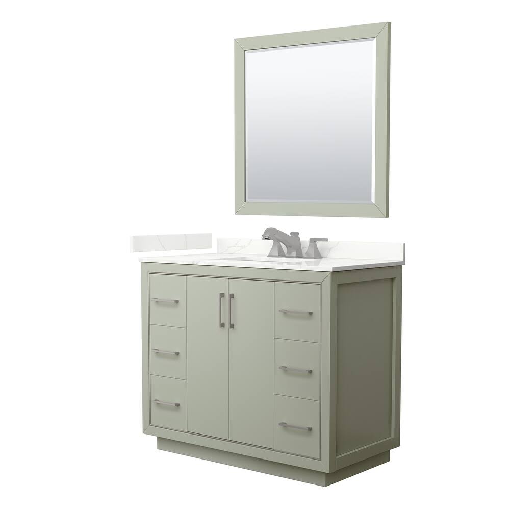 Icon 42-inch Single Vanity, Quartz Top, 34-inch Mirror