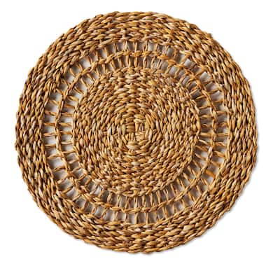 Open Weave Seagrass Placemat - Natural Everyday Table Decor, Wipe Clean, 15 x 15 inches