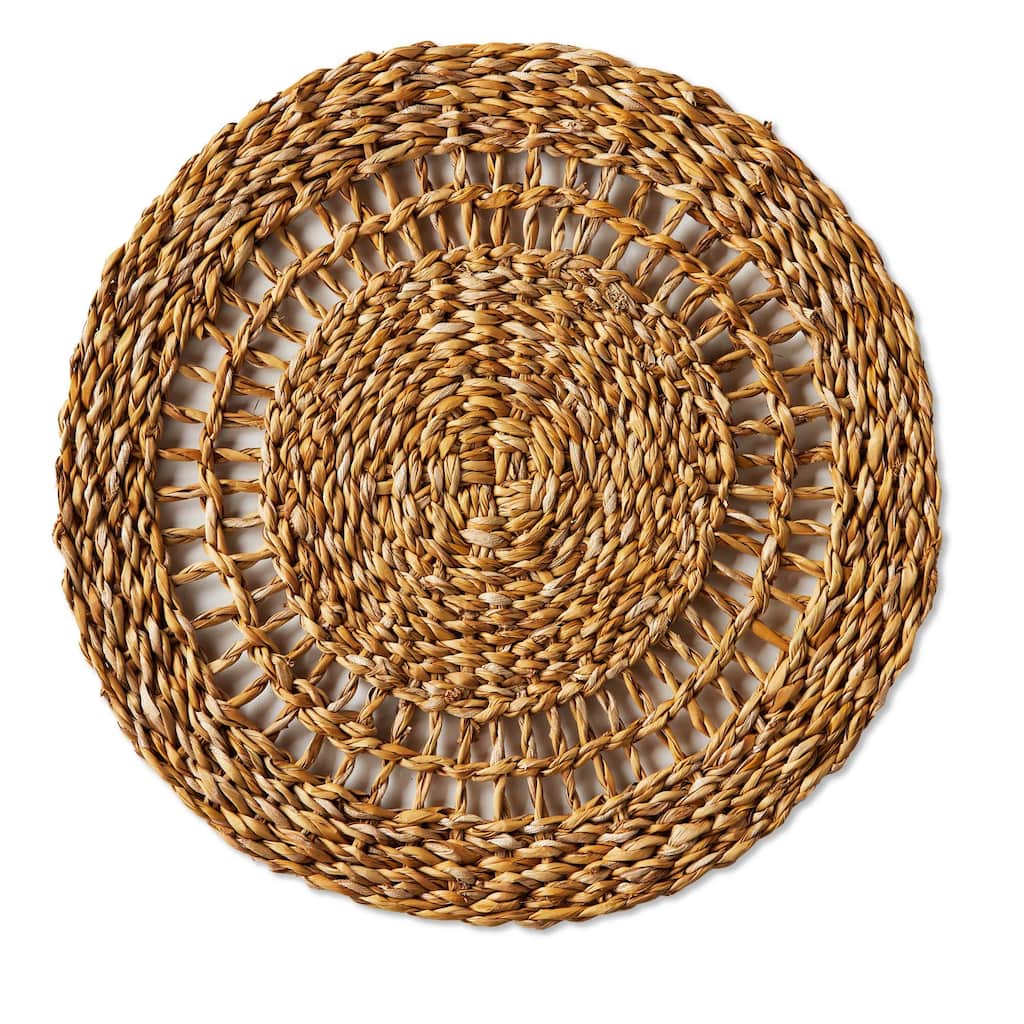 Open Weave Seagrass Placemat - Natural Everyday Table Decor, Wipe Clean, 15 x 15 inches