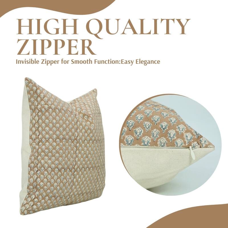 Cotton Farmhouse Block print pillow Cover - Mogra