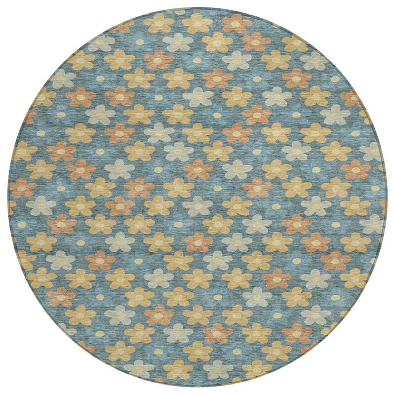 Machine Washable Indoor/ Outdoor Floral Kechi Chantille Rug