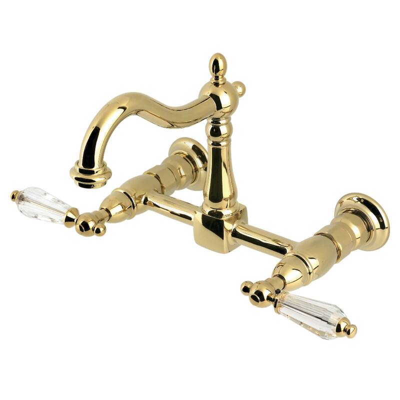 Willshire Two-Handle 2-Hole Wall Mount Bridge Kitchen Faucet - Polished Brass
