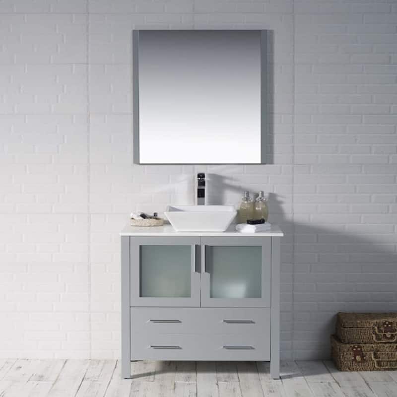 Blossom Sydney 36" Bathroom Vanity with Ceramic Vessel Sink and Mirror