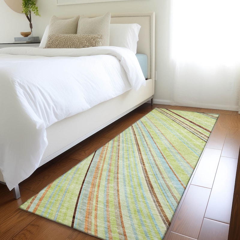 Premium Washable Super Soft Modern Flow Mayfield Rug - Aloe - 2'3" x 7'6"