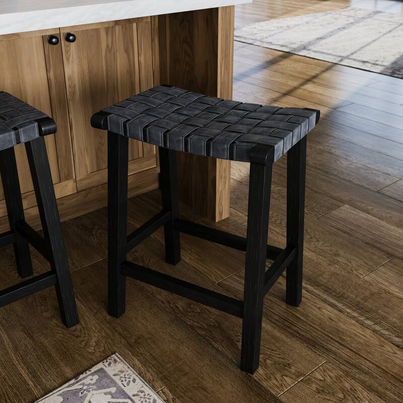 Maven Lane Noah Kitchen Dining Stool with Vegan Leather