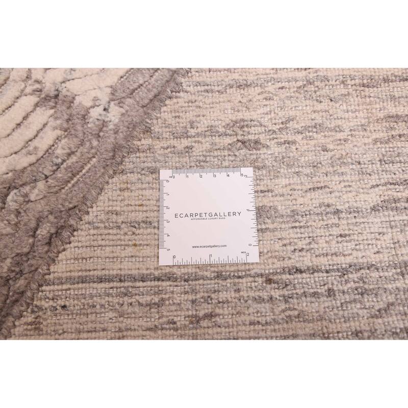 ECARPETGALLERY Hand Loomed Elysian Dark Grey Wool Rug - 9'11 x 9'11