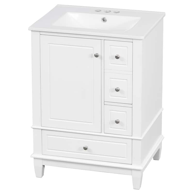 GDFStudio - Isabella 24-Inch Bathroom Vanity with Ceramic Sink and Smart Drawer Storage