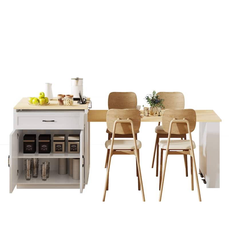 Tinny MDF Kitchen Island with Extendable Dining Table(32-in x28-in x36-in)