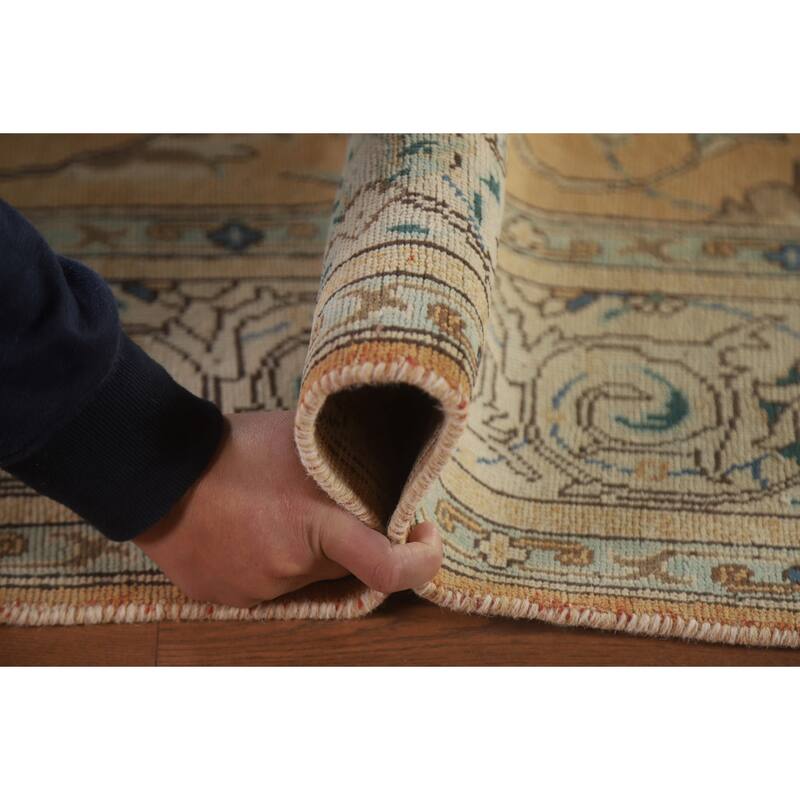 Hand Knotted Oriental 100% Wool Carpet Traditional All-Over Oranges & Rust Tabriz Area Rug - 11' 1'' X 7' 3''