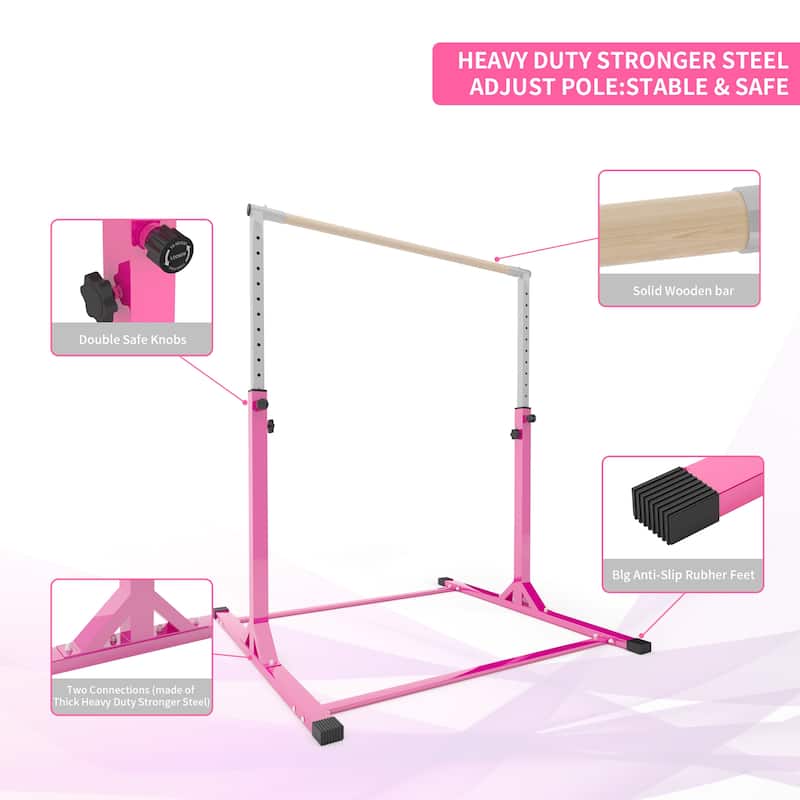 Zenova Gymnastics Bar Gymnastic Horizontal Kip Bar for Kids Age 3-15 Home Gym Indoor Equipment