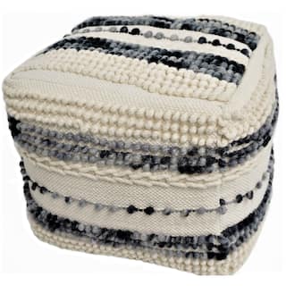 Home&Manor Wool Cotton Eugene Pouf