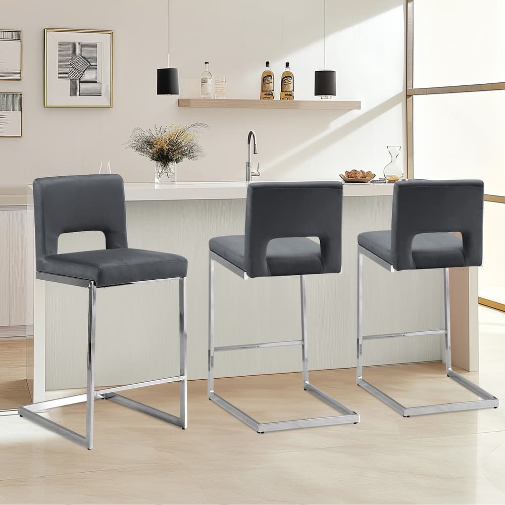 26" Counter Height Bar Stools Set of 2/3 with Metal Frame - 18"W x 23"D x 37.6"H