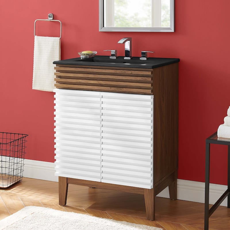 Render 24" Bathroom Vanity - White Walnut Black