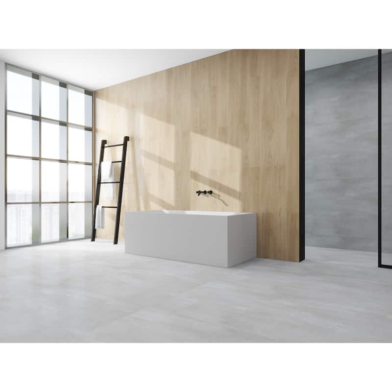 Vanity Art 59" Acrylic Freestanding Soaking Bathtub with Overflow & Pop-up Drain