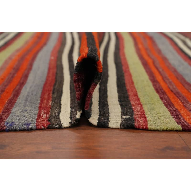 Hand Woven Oriental 100% Wool Carpet Southwestern Geometric Multi-Colored Kilim Area Rug - 9' 0'' X 5' 4''