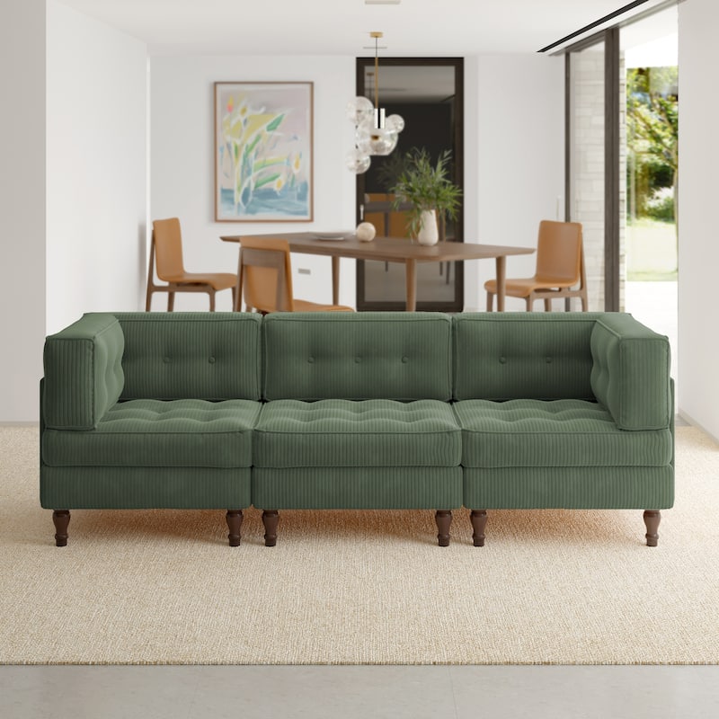 Oversized Modular Sectional Corduroy Fabric Tufted Sofa