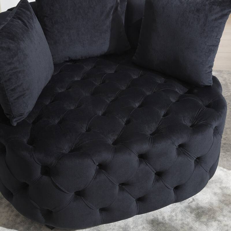 GDF Studio - Modern Velvet Upholstered Barrel Accent Sofa with Tufted Design for Living Room