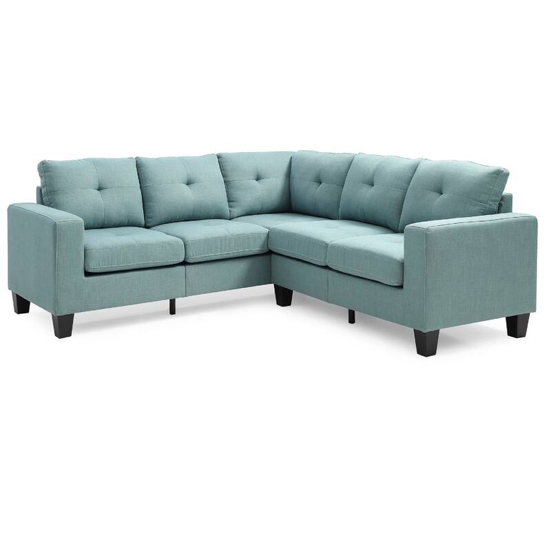 Tufted Twill L Shape Sectional Sofa - 82" - Teal
