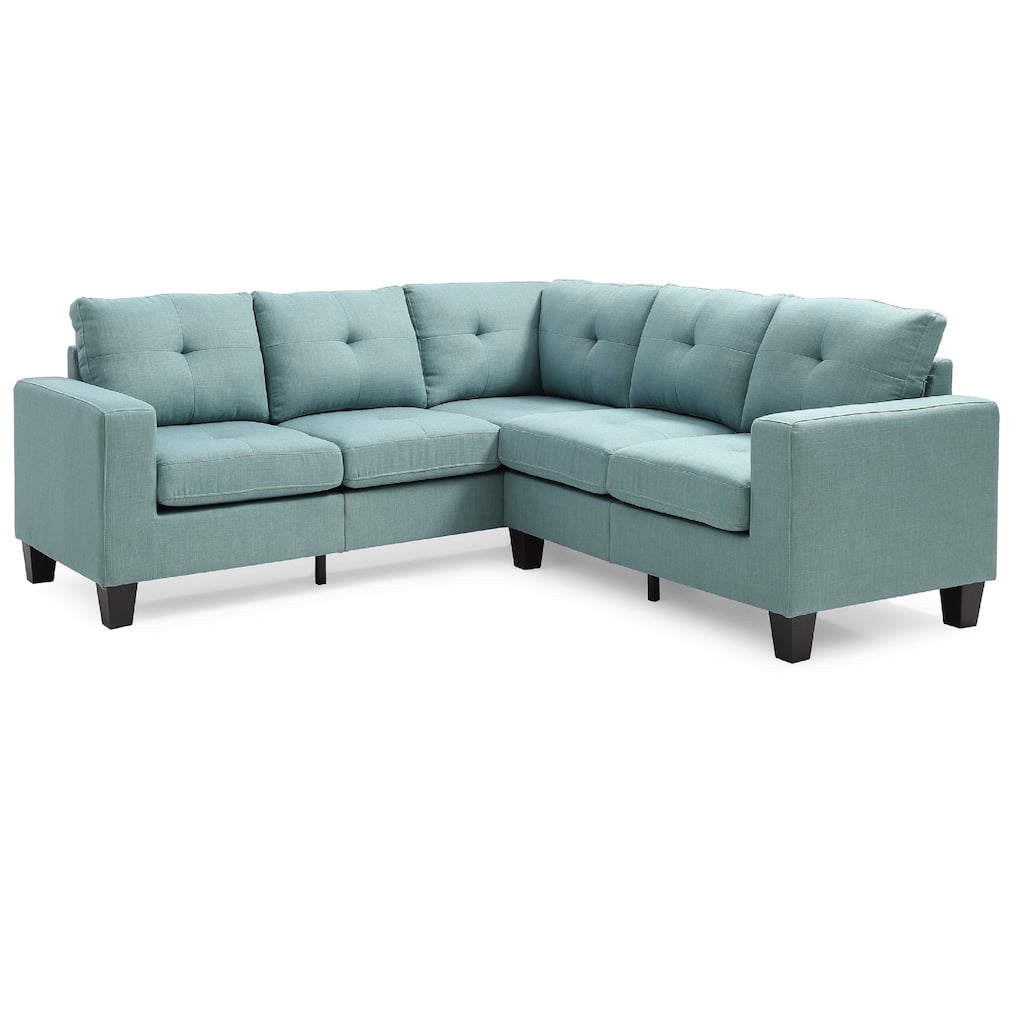 Tufted Twill L Shape Sectional Sofa - 82" - Teal