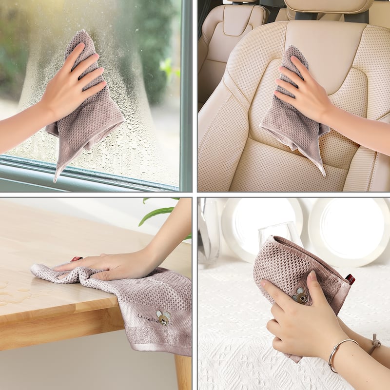 Cotton Cleaning Cloth, 6 Pack Cleaning Rag Solid Kitchen Towels for Dish Drying Washing Lint Free Rags - Pink 12" x 12"