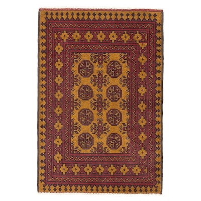 ECARPETGALLERY Hand-knotted Afghan Light Brown Wool Rug - 2'9 x 4'1